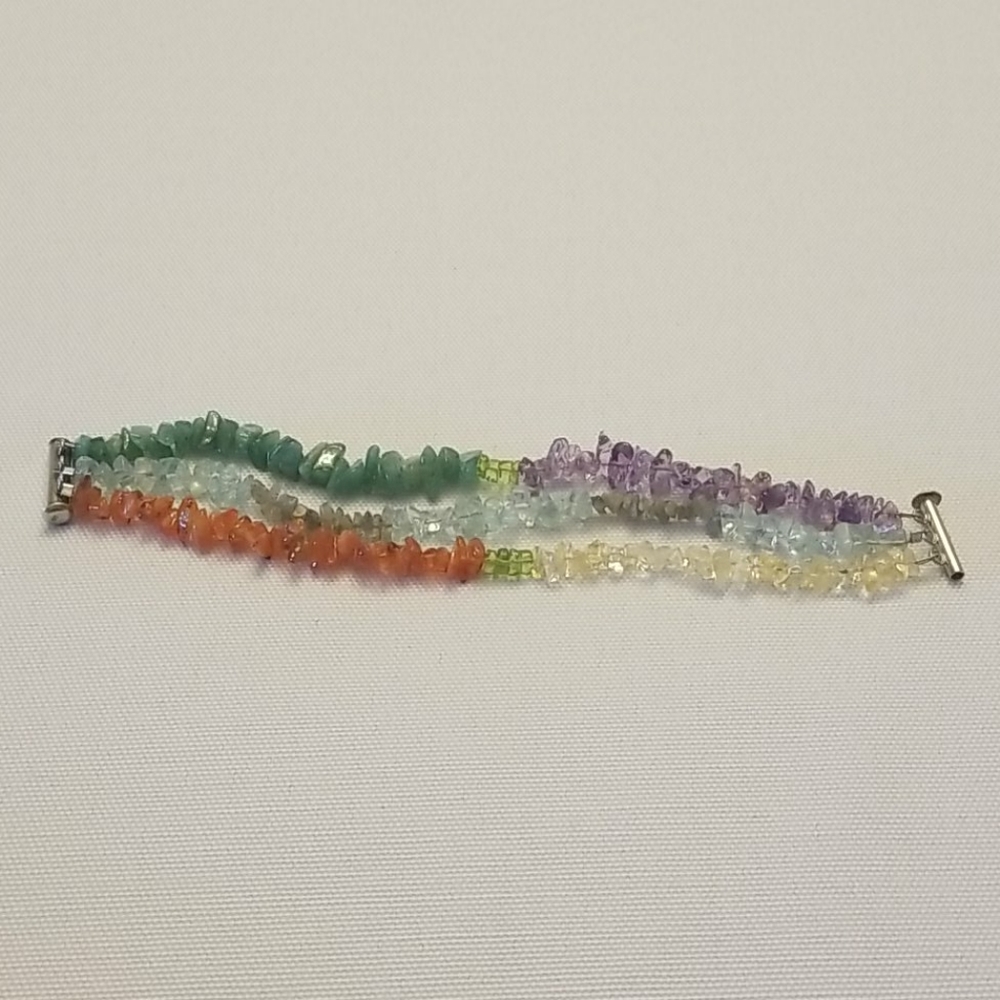 Handmade multi semi precious stone bracelet